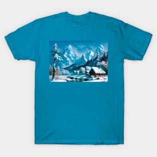 River Freezing in a Snowy Valley T-Shirt